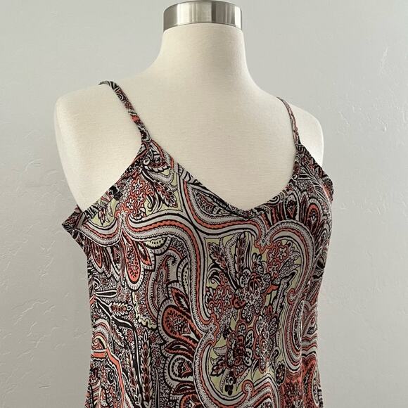 Flax Sleeveless Dress Button Up Top 2 Piece Set Linen Quiet Luxury Paisley Small - Picture 7 of 13